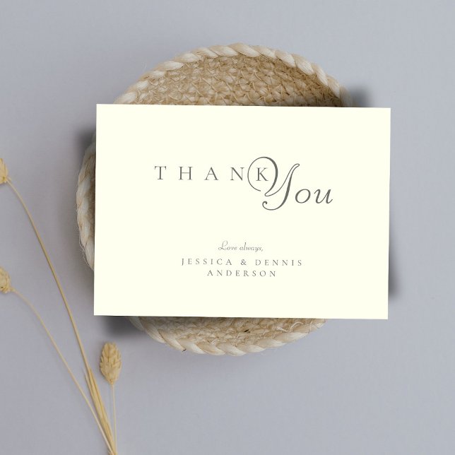 Minimal Elegant Ivory Typography Script Wedding Thank You Card (Creator Uploaded)
