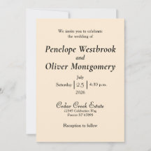 Minimal Elegant Ivory Wedding Invitation