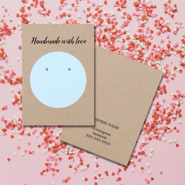 Minimal Elegant Kraft Light Blue Earring Card (Creator Uploaded)