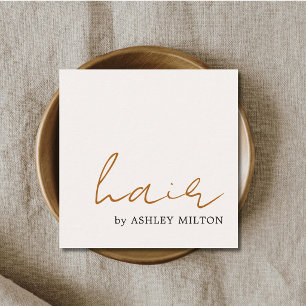 Minimal Elegant Light Pastel Hairstylist Square Business Card