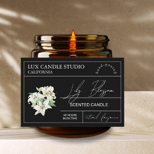 Minimal Elegant Lily Candle Jar Label