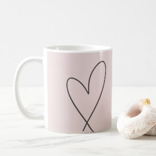 Minimal Elegant Line Art Heart Wedding Blush Pink Coffee Mug