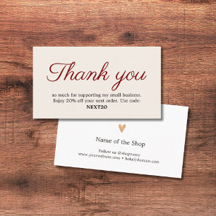 Minimal Elegant Luxury White Red Shop Coupon Thank