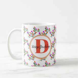 minimal elegant monogram bestfriendever floral  coffee mug