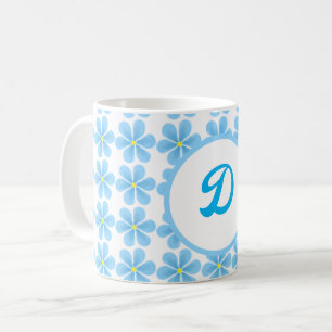 minimal elegant monogram Blue Botanical pattern Coffee Mug