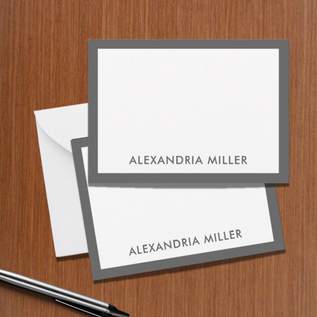 Minimal Elegant Monogram Name White Grey Card (Creator Uploaded)