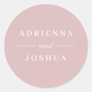 Minimal Elegant Monogram Wedding Dusty Rose  Classic Round Sticker