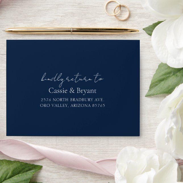 Minimal Elegant Navy Blue Wedding Invitation Envelope (Wedding)