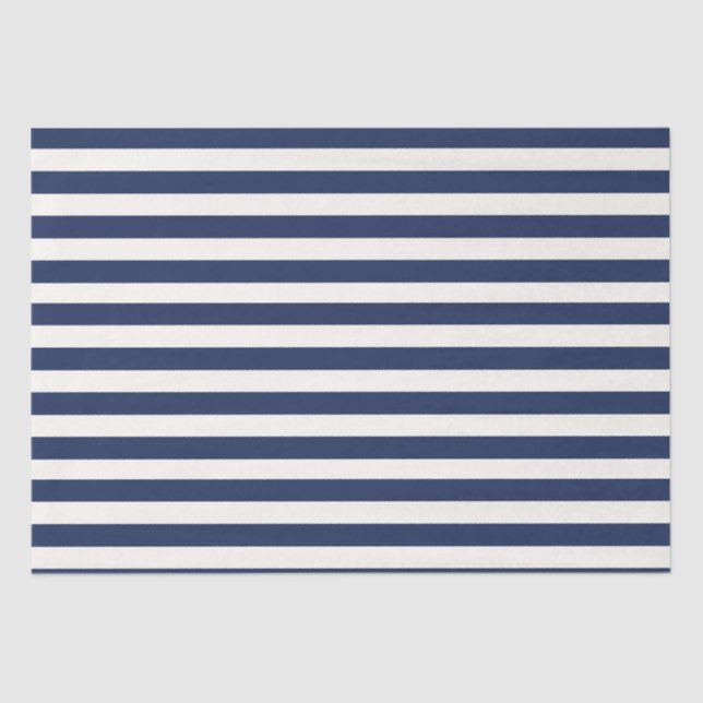 Minimal Elegant Navy Blue White Stripes Tissue Paper (Front)