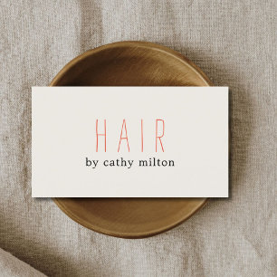 Minimal Elegant Off-White Red Hair Stylist Business Card