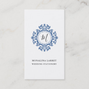 Minimal Elegant Ornamental Frame Monogram Business Card