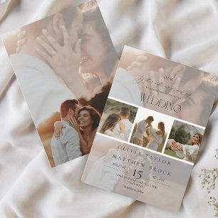 Minimal Elegant Overlay Photo Wedding Invitation
