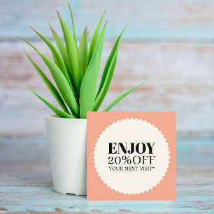Minimal Elegant Pastel Black Bold Salon Shop Discount Card
