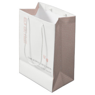 Minimal Elegant Pastel Dusky Pink Hearts Wedding Medium Gift Bag