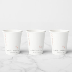 Minimal Elegant Pastel Dusky Pink Hearts Wedding Paper Cups