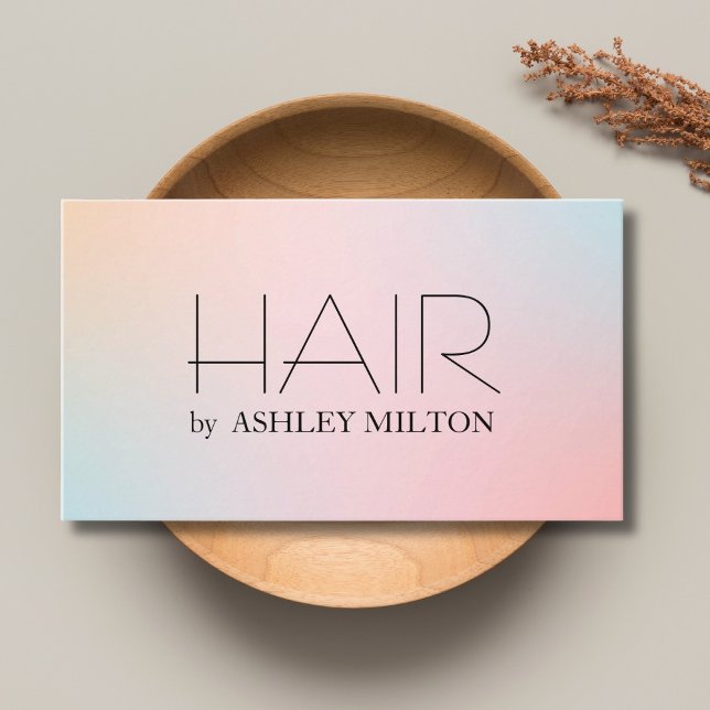 Minimal Elegant Pastel Gradient Bold Hairstylist Business Card (Creator Uploaded)