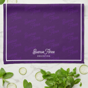 Minimal, Elegant, Pattern Buenos Aires, Argentina Tea Towel