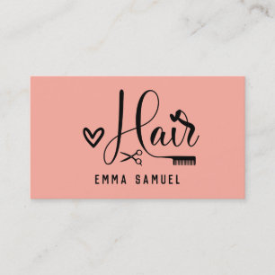 Minimal Elegant Peach Coral Hairstylist  Business Card