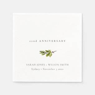 Minimal Elegant Pine Branch Any Year Anniversary Napkin