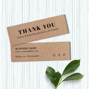 Minimal Elegant Printed Cardboard White Thank You Mini Business Card