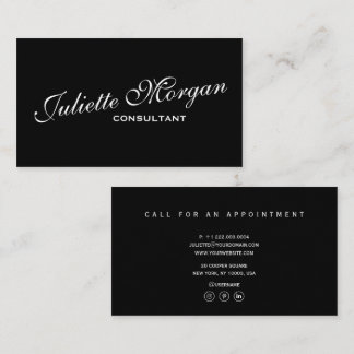 Minimal Elegant Professional Simple Black White Business Card