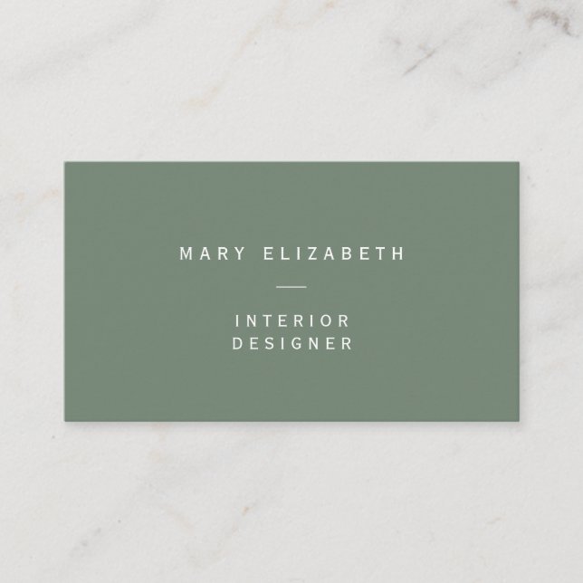 Minimal Elegant QR Code Olive Green Business Card (Front)