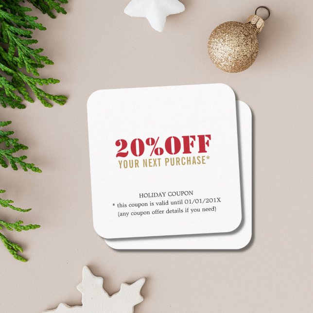Minimal Elegant Red Gold White Coupon (Creator Uploaded)