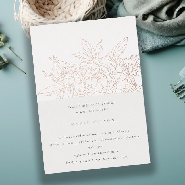 Minimal Elegant Rose Floral Sketch Bridal Shower (Creator Uploaded)