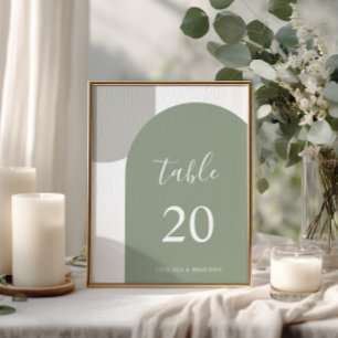 Minimal Elegant Sage Green Arch Boho Wedding Table Number