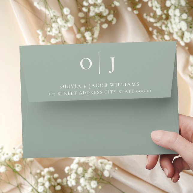 Minimal Elegant Sage Green Wedding Envelope (Creator Uploaded)