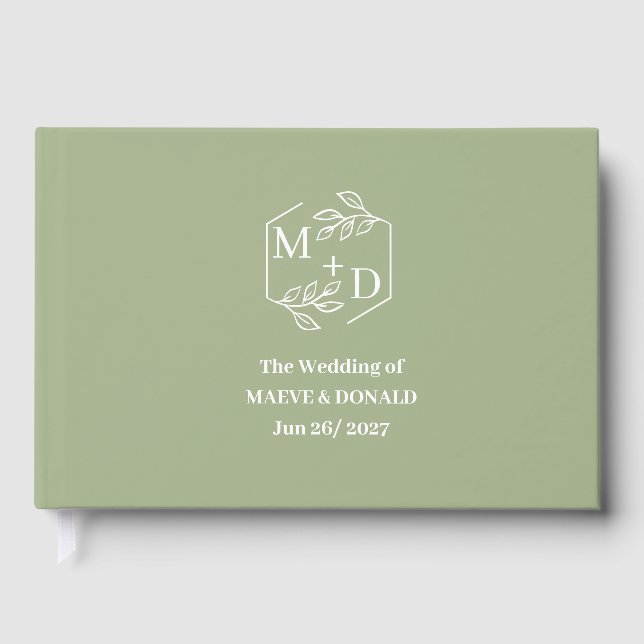 Minimal Elegant Sage green Wedding Guest Book (Front)