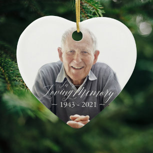 Minimal Elegant Script Loving Memory Custom Photo Ceramic Tree Decoration