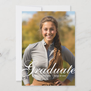 Minimal Elegant Script Photo Graduation Announcement