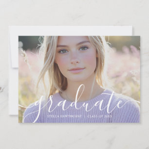 Minimal Elegant Script Photo Graduation Announcement