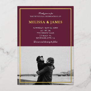 Minimal Elegant Script Photo Marsala Wedding