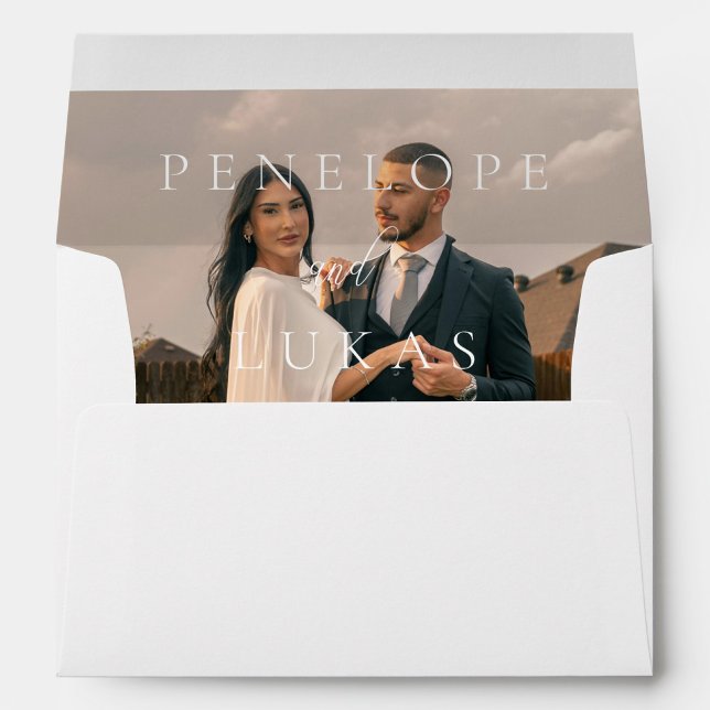 Minimal Elegant Script Photo Wedding Envelope (Creator Uploaded)