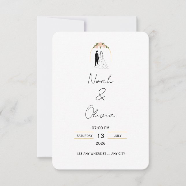 Minimal Elegant Script Wedding Invitation (Front)