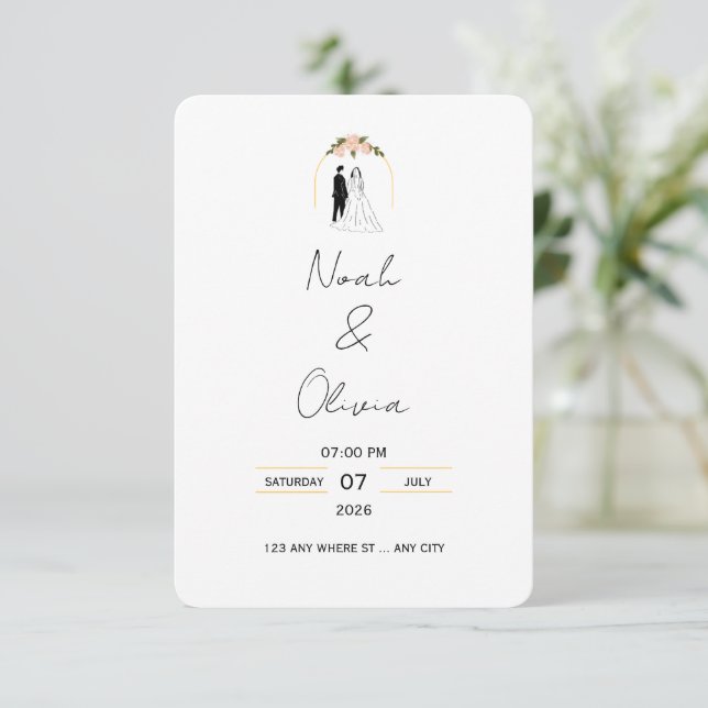 Minimal Elegant Script Wedding Invitation (Standing Front)