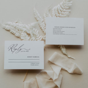 Minimal Elegant Script Wedding RSVP Card