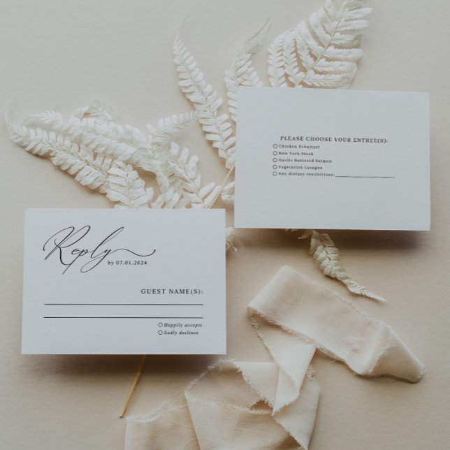 Minimal Elegant Script Wedding RSVP Card (Creator Uploaded)