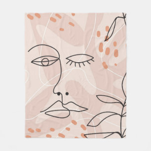 Minimal elegant seamless pattern with one line dra fleece blanket