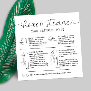 Minimal Elegant Shower Steamer Care Instructions Square Business Card