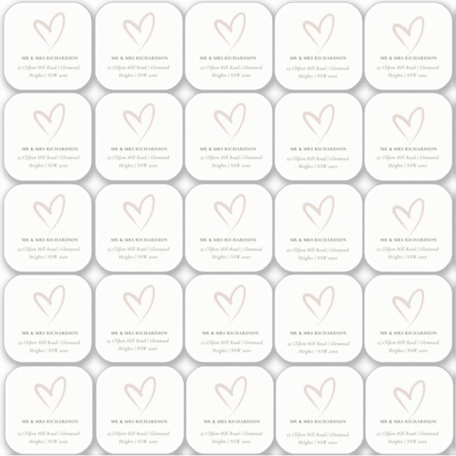 Minimal Elegant Simple Blush Heart Guest Name (Front)