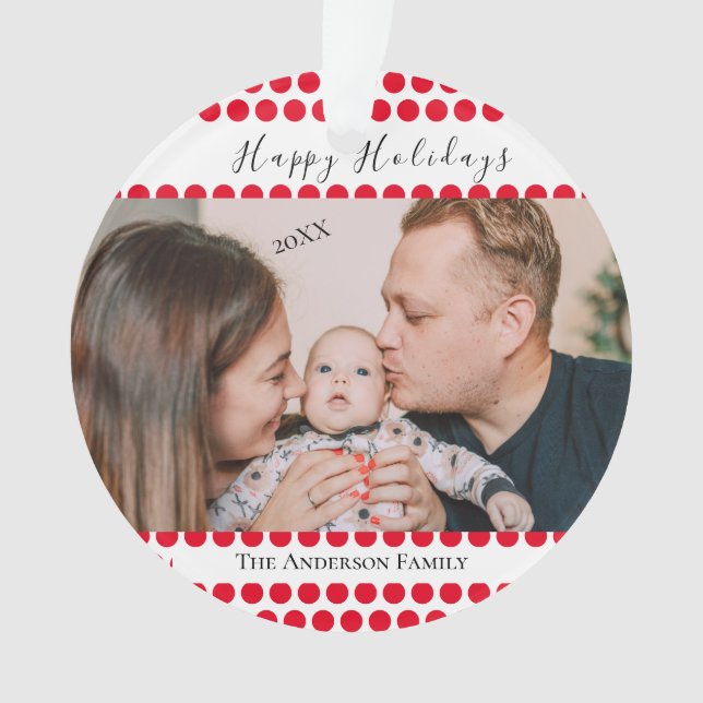 Minimal Elegant Simple | Christmas Family Photo  Ornament (Front)