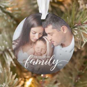 Minimal Elegant Simple Family love Christmas Photo Ornament