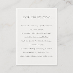 Minimal Elegant Simple  Ivory White Jewellery Care Business Card