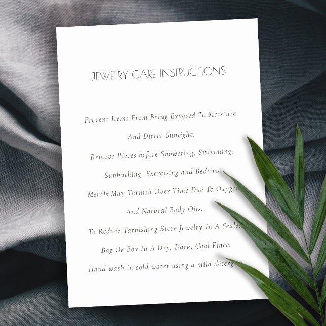 Minimal Elegant Simple  Ivory White Jewellery Care Business Card (Creator Uploaded)