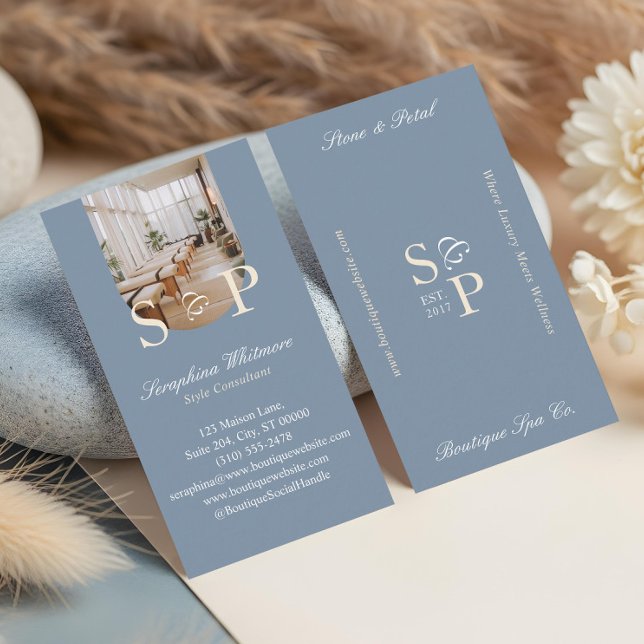 Minimal Elegant Simple Monogram Stylish Arch Photo Business Card (Minimal Elegant Simple Monogram Stylish Arch Photo Business Card)