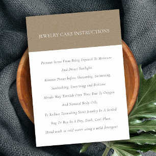 Minimal Elegant Soft Kraft Ivory Jewellery Care Business Card