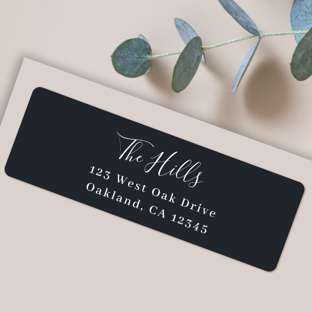 Minimal Elegant Stylish Black Return Address (Elegant black custom return address mailing labels for families and couples by Guava)